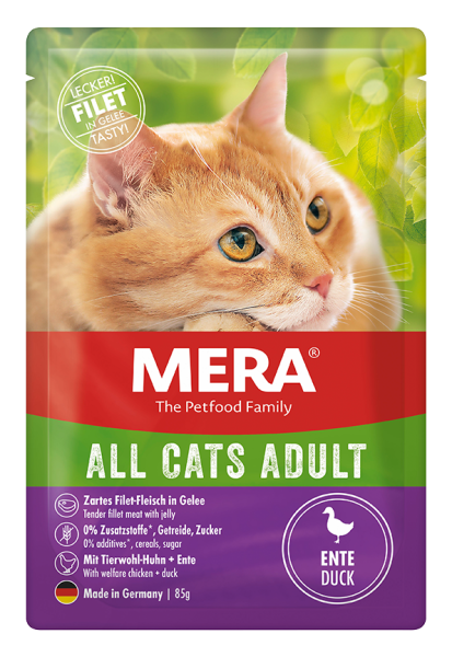 Mera All Cats Adult Duck Tahılsız Ördek Etli Yaş Pouch Kedi Maması 85 gr