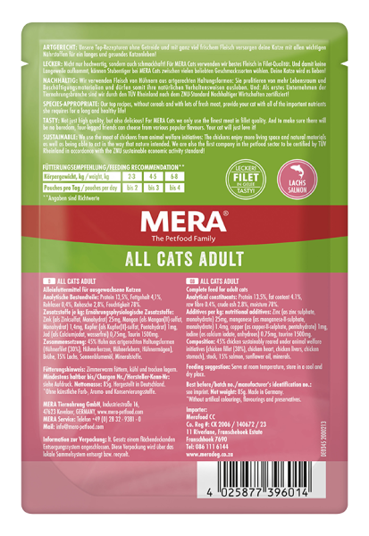 Mera All Cats Adult Salmon Tahılsız Somon Balıklı Yaş Pouch Kedi Maması 85 gr