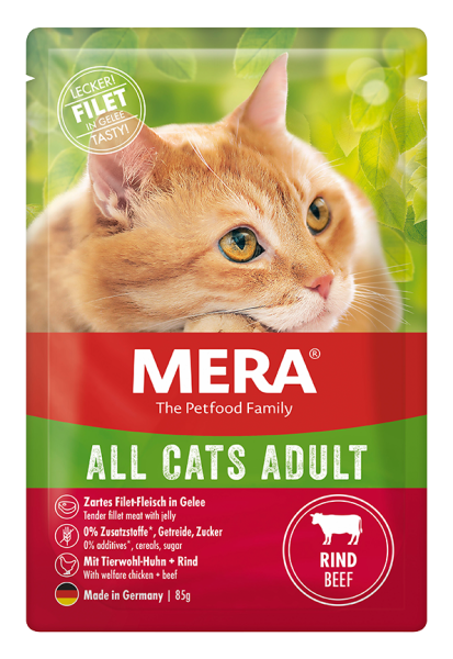 Mera All Cats Adult Beef Tahılsız Sığır Etli Yaş Pouch Kedi Maması 85 gr