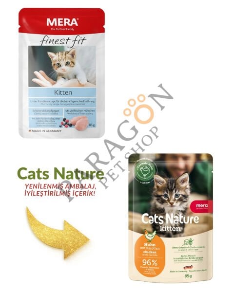 Mera Cats Nature Kitten Chicken Tahılsız Tavuk Etli Yaş Pouch Yavru Kedi Maması 85 gr