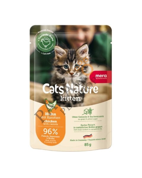 Mera Cats Nature Kitten Chicken Tahılsız Tavuk Etli Yaş Pouch Yavru Kedi Maması 85 gr