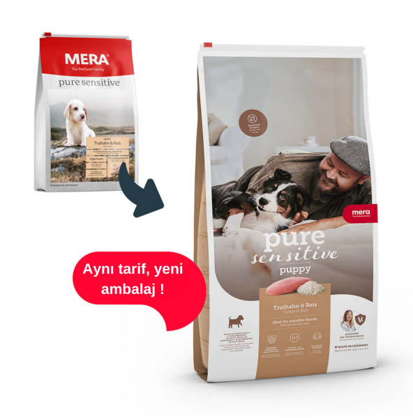 Mera Pure Sensitive Puppy Hindi Etli Pirinçli Yavru Köpek Maması 4 Kg