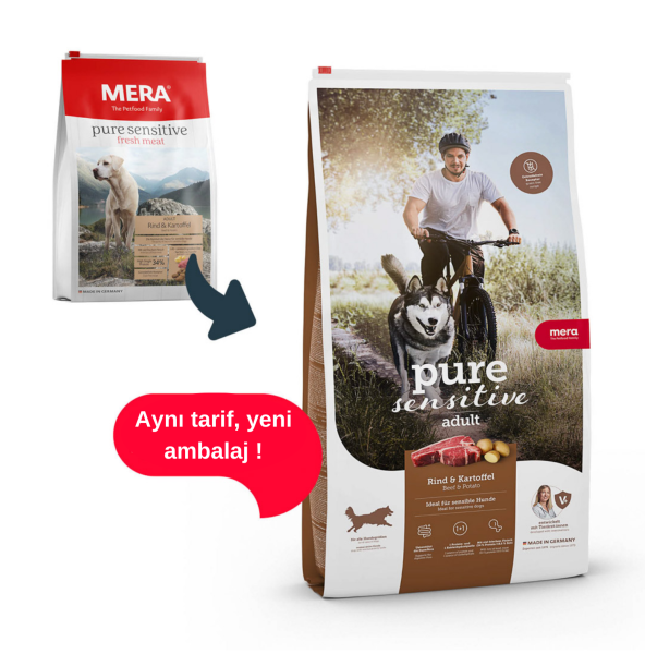 Mera Pure Sensitive Tahılsız Taze Sığır Etli ve Patatesli Yetişkin Köpek Maması 12.5 Kg