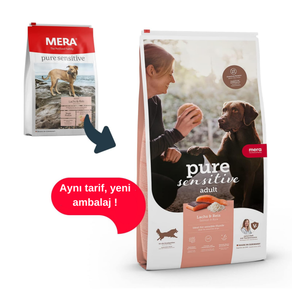 Mera Pure Sensitive Somon Balıklı ve Pirinçli Yetişkin Köpek Maması 12.5 Kg