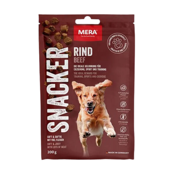 Mera Snacker Tahılsız ve Şekersiz Sığır Etli Yumuşak Köpek Ödül Maması 200 gr