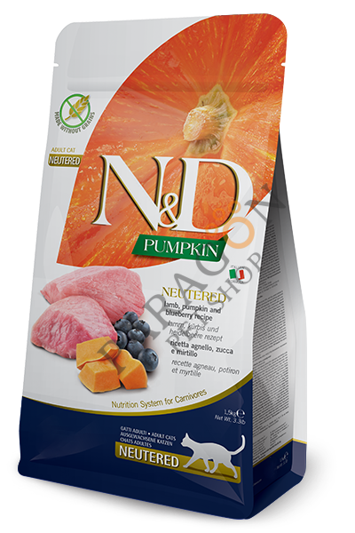 N&D Pumpkin Tahılsız Kuzu Etli ve Bal Kabaklı Kısırlaştırılmış Kedi Maması 1,5 Kg
