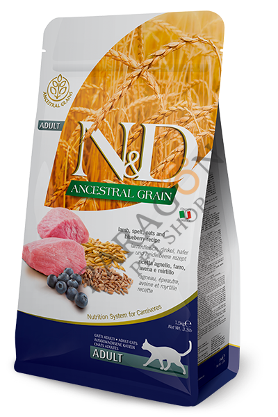 N&D Prime Düşük Tahıllı Kuzu Etli Yaban Mersinli Yetişkin Kedi Maması 1,5 Kg