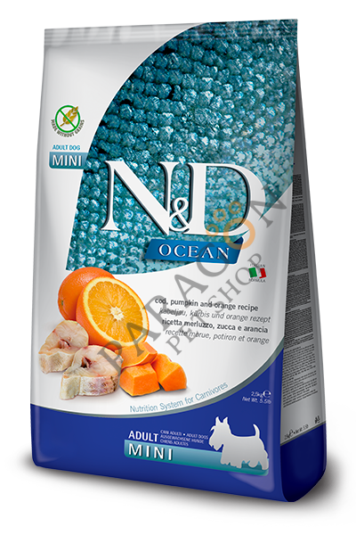 N&D Ocean Tahılsız Balkabaklı Morina Balıklı Küçük Irk Yetişkin Köpek Maması 2,5 Kg