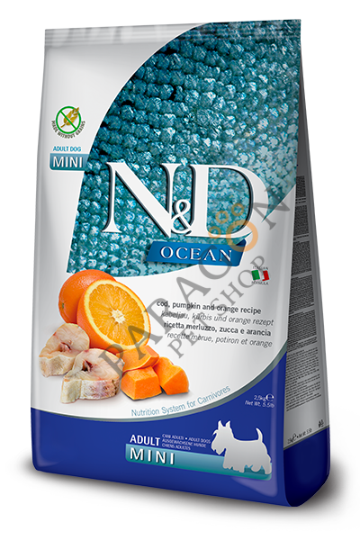 N&D Ocean Tahılsız Balkabaklı Morina Balıklı Küçük Irk Yetişkin Köpek Maması 2,5 Kg