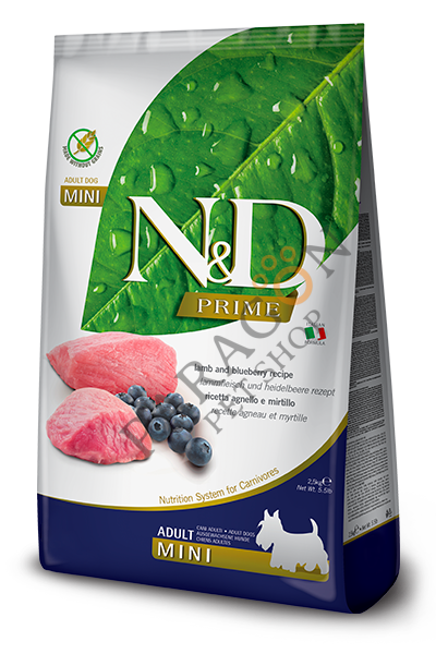 N&D Prime Tahılsız Kuzu Eti Yaban Mersini Küçük Irk Yetişkin Köpek Maması 2,5 Kg