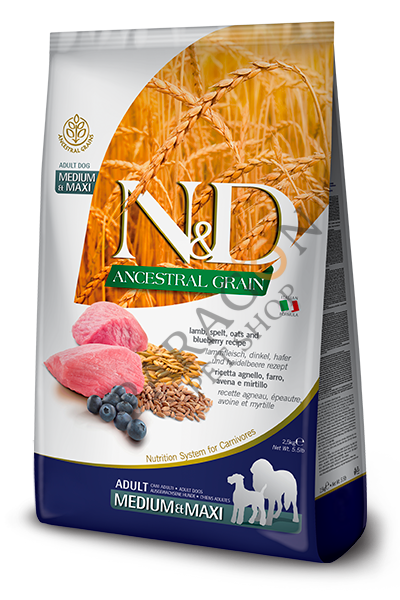 N&D Ancestral Grain Adult Medium Maxi Kuzulu Yetişkin Köpek Maması 2,5 Kg