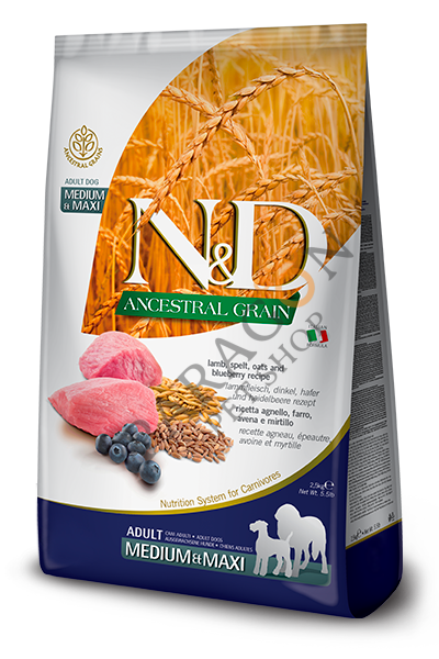 N&D Ancestral Grain Adult Medium Maxi Kuzulu Yetişkin Köpek Maması 2,5 Kg