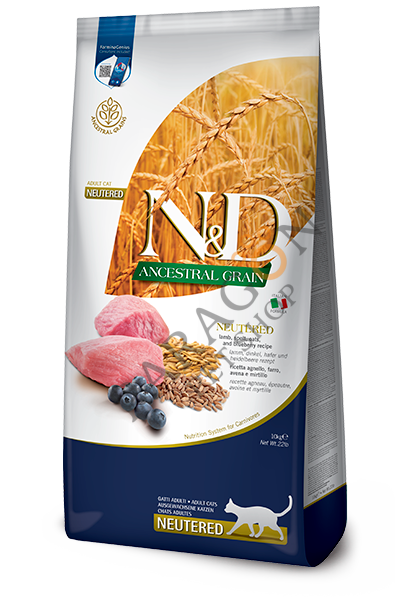 N&D Ancestral Grain Kuzu Etli Yaban Mersini Kısırlaştırılmış Kedi Maması 10 Kg