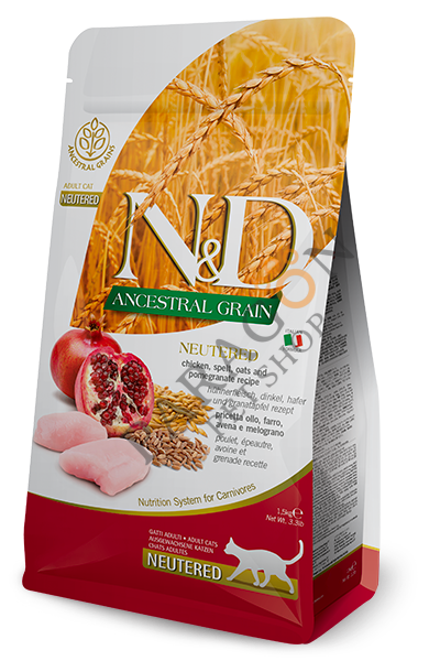 N&D Ancestral Grain Düşük Tahıllı Tavuklu Narlı Kısırlaştırılmış Kedi Maması 10 Kg