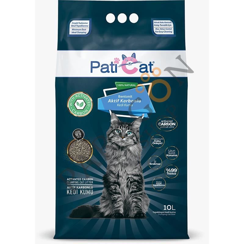 PatiCat Aktif Karbonlu Topaklanan Kedi Kumu 10 L