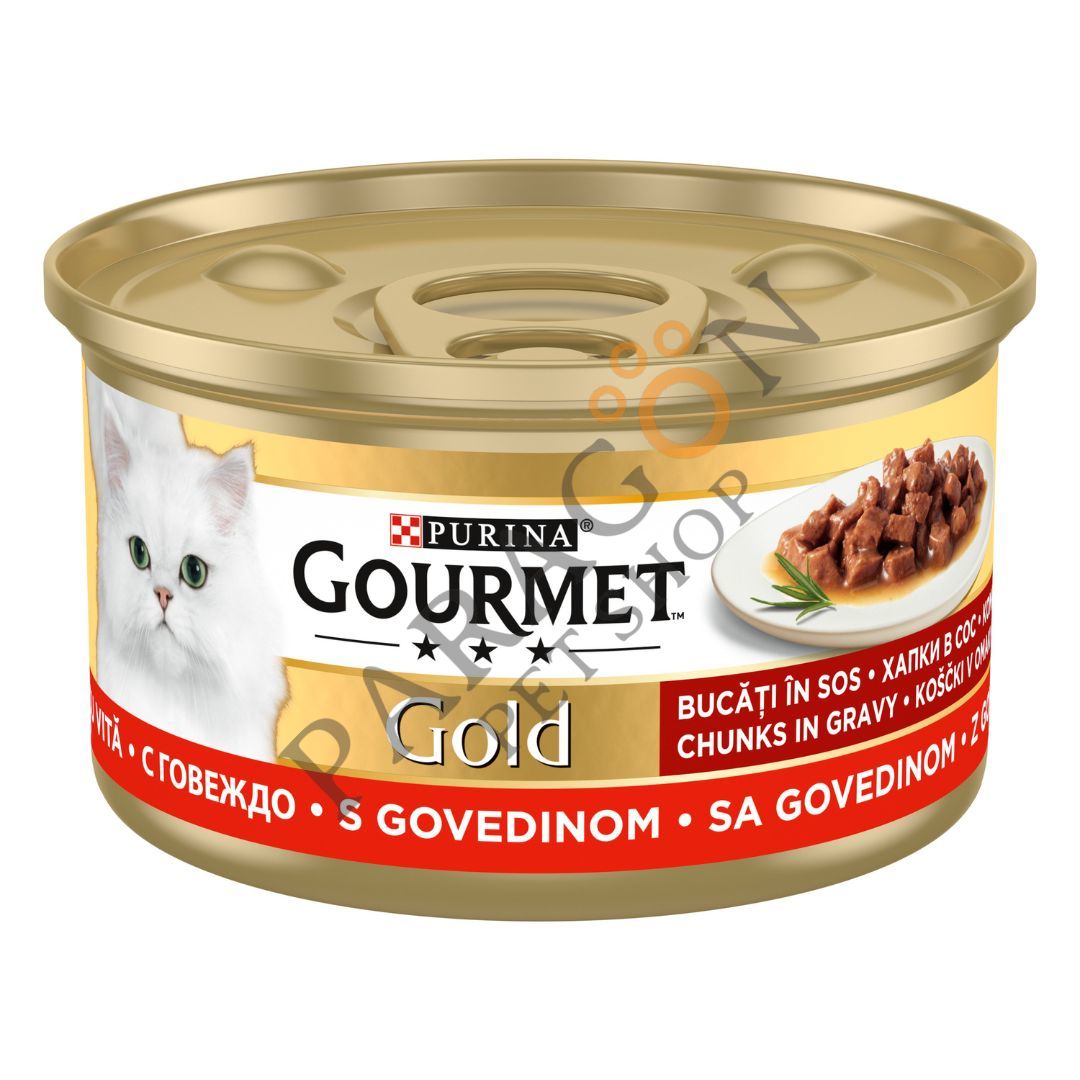 Gourmet Gold Sığır Eti Parçalı Soslu Yaş Kedi Maması 85 g