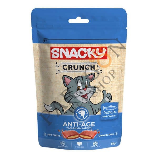 Snacky Crunch Anti Age Yaşlanma Karşıtı Somonlu Kedi Ödülü 60 gr