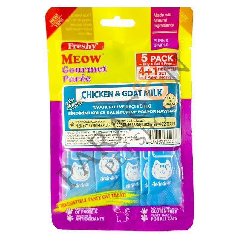 Freshy Meow Tavuklu Ve Keçi Sütlü Krema Kedi Ödülü 4+1 Adet