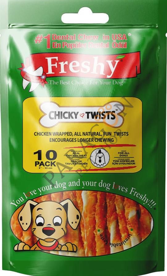 Freshy Chicky Twist Tavuk Sarılı Burgu Çubuk Köpek Ödülü 10 Adet