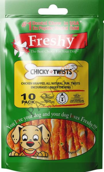Freshy Chicky Twist Tavuk Sarılı Burgu Çubuk Köpek Ödülü 10 Adet