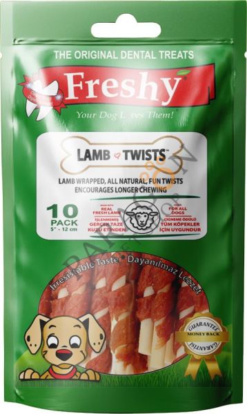 Freshy Lamb Twist Kuzu Eti Sarılı Burgu Çubuk Köpek Ödülü 10 Adet
