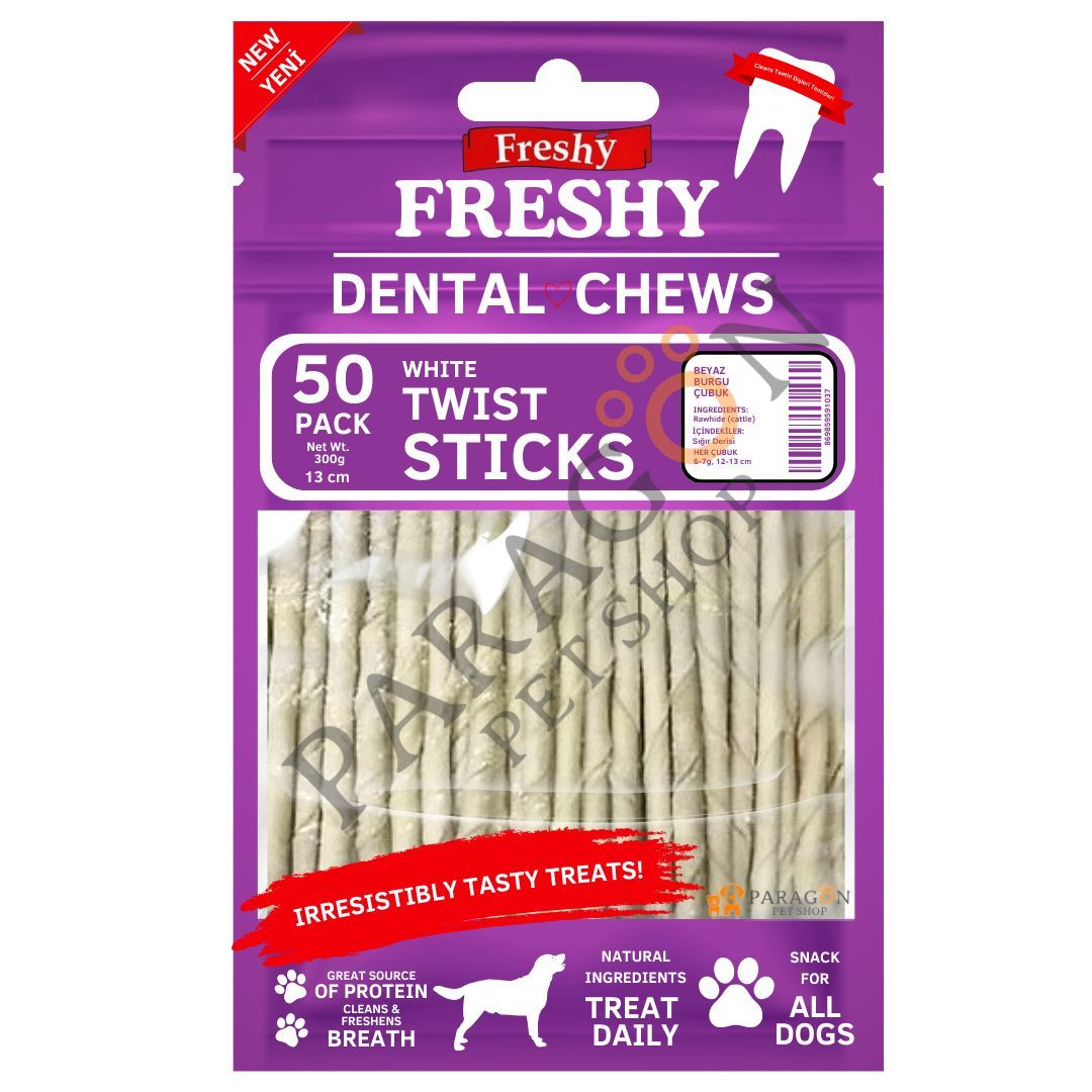 Freshy Dental Twist Sütlü Burgu Çubuk Köpek Ödülü 50 Adet