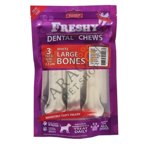 Freshy Dental Chews White Large Bones Köpek Ödülü 12.5 Cm 3 Adet