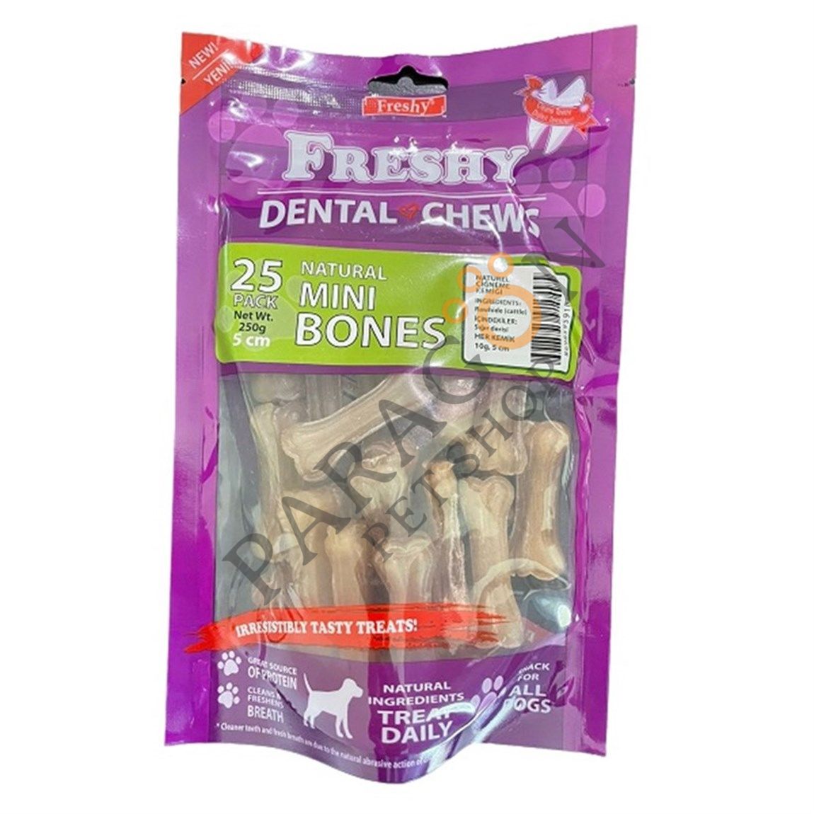 Freshy Dental Chews Natural Mini Bones Köpek Ödülü 5 Cm 25 Adet
