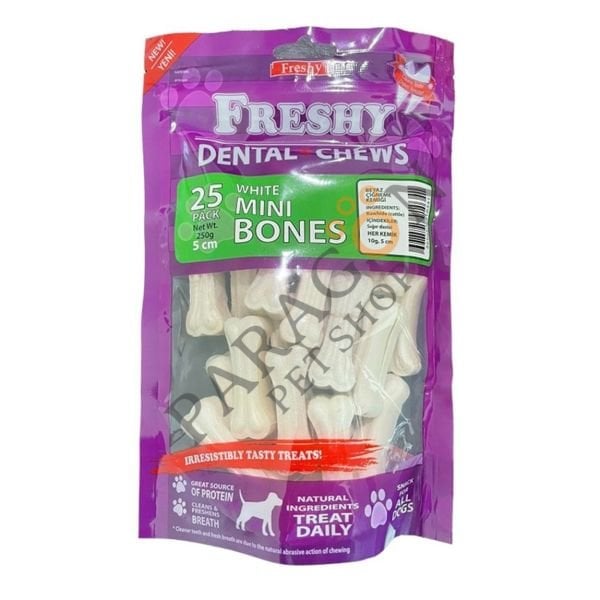 Freshy Dental Chews White Mini Bones Köpek Ödülü 5 Cm 25 Adet