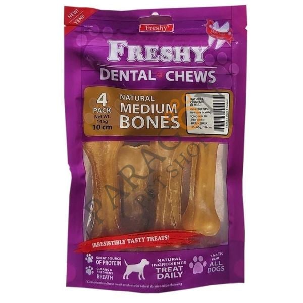 Freshy Dental Chews Natural Medium Bones Köpek Ödülü 10 Cm 4 Adet