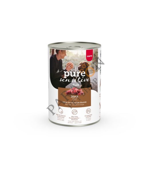 Mera Pure Sensitive Tahılsız Sığır Etli Yetişkin Köpek Konserve Yaş Mama 400 gr X 6