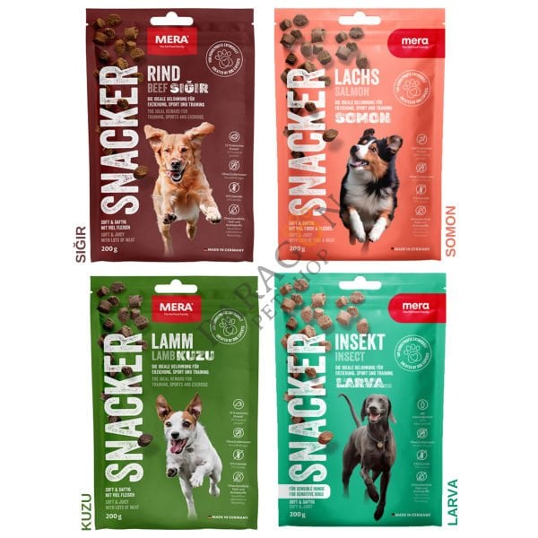 Mera Snacker Tahılsız ve Şekersiz Karışık Yumuşak Köpek Ödül Maması 200 gr x 4 Adet