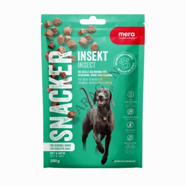 Mera Snacker Tahılsız ve Şekersiz Böcek Larvalı Yumuşak Köpek Ödül Maması 200 gr
