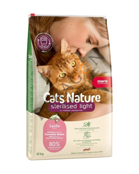 Mera Cats Nature Sterilised Light Somonlu Tahılsız Kısırlaştırılmış Kedi Maması 10 Kg
